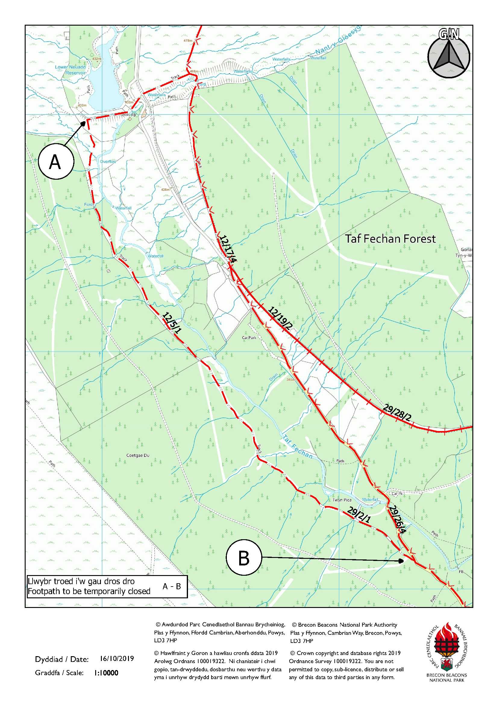 Temporary rights of way closures Brecon Beacons National Park Authority